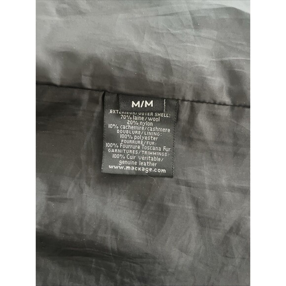 Vintage Mackage Black Wool Faux Fur Jacket Coat Leather Women's Size Medium - Picture 9 of 15